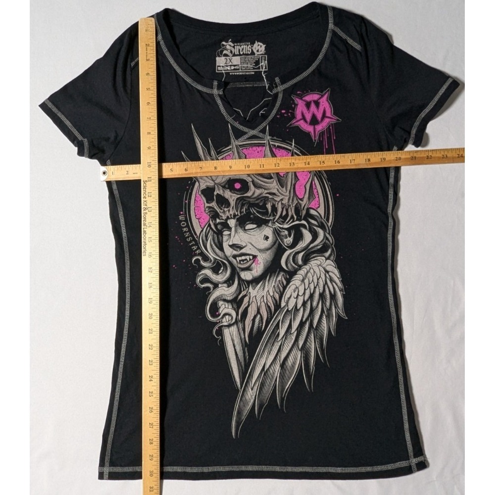 WORNSTAR SIRENS VAMPIRE QUEEN Black Double-Sided Applique T-Shirt‎ - Women 2XL - Picture 9 of 16